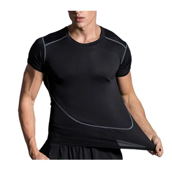 Entrenador de fitness de camiseta de los hombres de compresión Camiseta de Gimnasio camiseta camiseta de fitness culturismo camiseta camiseta corriendo de la Capa de Base de Peso Ascensor