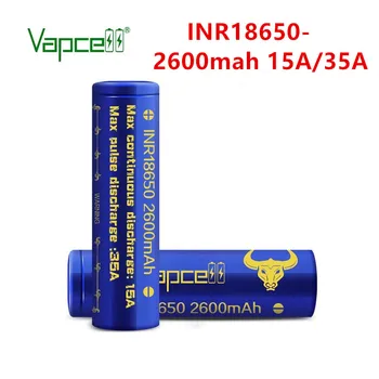 Envío gratis QZ Vapcell original 18650 2600mah 15A / 35A 3,7 v Recargable de Li ion de litio de las baterías de la célula para la linterna