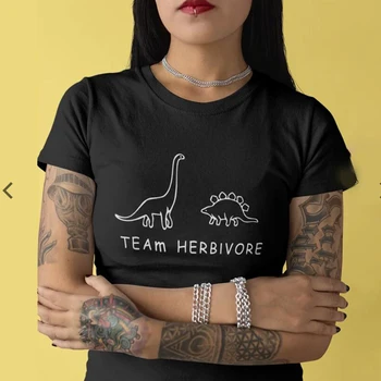 Equipo de Herbívoros Vegana Escuadrón de Camisetas Lindo Dinosaurio Gráfico de las Mujeres de Moda T-shirt Vegetariana Estética de la Ropa Vintage de los años 90 Tops