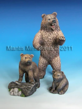 Escala 1/35 animal oso pardo 3 figura miniaturas Kit de Resina de la mesa de arena escena Modelo Modelo de Envío Gratis