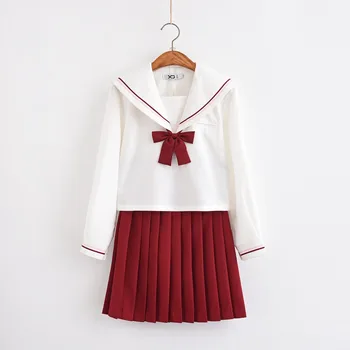 Escuela japonesa de JK Lolita Anime Clase de Chica sailor uniformes escolares para Cosplay de chicas Novedad Trajes de Marinero Uniformes 3 Pcs / Set