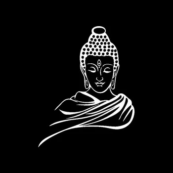 Estatua de buda Meditación Budista Calcomanías de la ventanilla del Coche Decoración Personalizada de la prenda Impermeable del Pvc Pegatinas en blanco/Negro, el 18cm*14cm