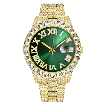 Europeo-Americana Caliente de los Hombres del Estilo del Reloj de Lujo Romano Diamante Impermeable de Acero Inoxidable de Cuarzo relojes de Pulsera Relojes de los Hombres