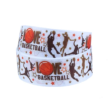 FLRA Cinta nueva de Fábrica de diseño de baloncesto de amor tema impreso de grosgrain cinta, a 50 metros de deportes de la cinta con buen precio
