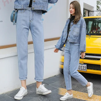 Fa8810 2019 nueva temporada otoño-invierno de las mujeres de moda casual Pantalones vaqueros de cintura alta pantalones vaqueros jeans womans