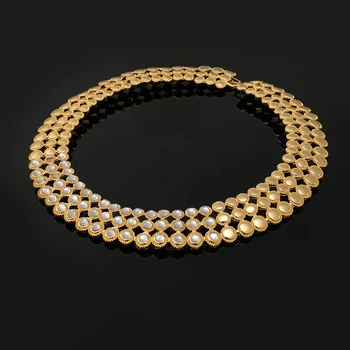 Fani Novia de Regalo de Nigeria de la Boda de la Moda Africana de Perlas de la Joyería de la mujer a la cliente Dubai Gold-color de cristal de la joyería conjunto de la Marca