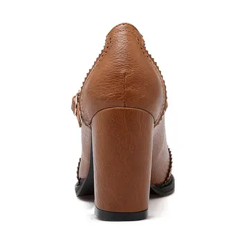 Fanyuan las Mujeres Zapatos de Tacón Alto de las Bombas de T-Correa de la Vendimia Ronda del Dedo del pie Zapatos de las Señoras de la Mujer Gruesos Tacones de las Niñas Zapatos de Baile sapato feminino