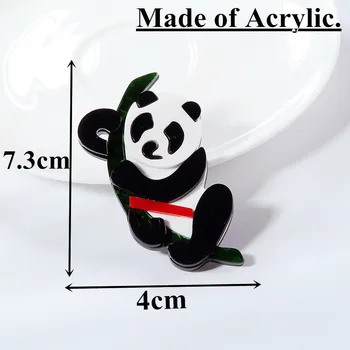 FishSheep Bonito Panda De Bambú Broches Y Prendedores Lindo Panda De Animales De Dibujos Animados De Acrílico Broche Para Las Mujeres, Niños Ropa Accesorios De Regalo