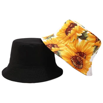 Flor De Girasol Impresión Cubo Sombrero De Pescador Sombrero De Viaje Al Aire Libre Sombrero De Sol, Gorra De Sombreros Para Hombres, Mujeres