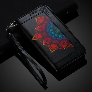 Flor en Relieve Caso Para Xiaomi Redmi Note 8 Pro Flip Cuero de la PU de la Cartera de la Tarjeta de la Ranura de la Tapa magnética para el Rojo Mi Nota 8C 8 T de los Casos