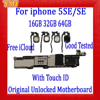 Fábrica Desbloqueado iphone 5SE Placa base con/no Touch ID,Para iphone Lógica SE junta con Total Chips,Libre de iCloud, Probado