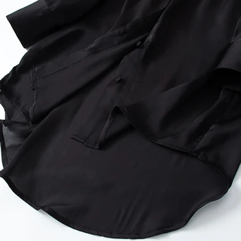 GCAROL 2020 las Mujeres de Negro Asimétrico de Larga Blusa de 30% Algodón Casual de la Calle Alta de Estilo de Novio Niñas'bottoming Camisa Chic Tops