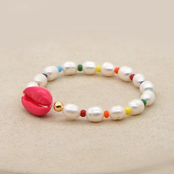 GO2BOHO de Lujo de la Pulsera de Perlas Pulseras Para las Mujeres Naturales de Concha Perlas de la Joyería Pulseras de colores con Cuentas hechas a Mano de Regalo Brazalete