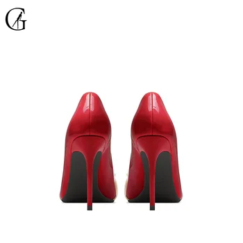 GOXEOU de las Mujeres de las Bombas de Cuero de Patente de PVC Transparente Rojo Rivet, Dedo del pie Tacones de Fiesta de Moda de Señora de la Oficina de Zapatos de Tamaño 32-46