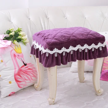 Gamuza tela de algodón de color rosa/morado de encaje piano taburete de la cubierta de la mesa /sillas cubierta de los cordones de la borla de la longitud:10cm