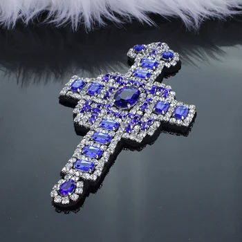 Gran Corona de la cruz parche bordado de tela de accesorios de la ropa a la revisión de una gran cruz apliques
