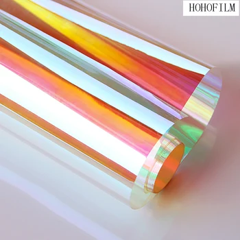 HOHOFILM arco iris de la ventana de la Película Iridiscente de la Película de la Ventana de Vidrio de Películas de la Casa de Cristal Decorativo Pegatina Chamelon Color
