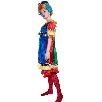 Halloween Adulto Divertido Payaso de Circo Vestido con Pantalones de Naughty Arlequín Uniforme de disfraces Cosplay Traje con Sombrero