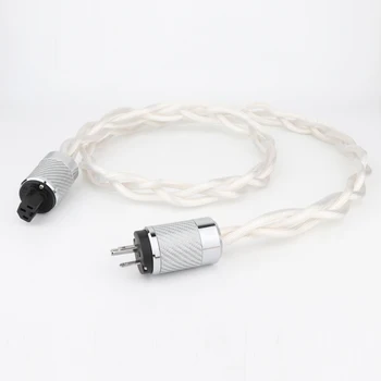 Hi-end 5N OCC Cristal Único de NOSOTROS & UE CA Audiófilo de Audio de alta fidelidad de Plata Cable de Alimentación de Fibra de Carbono Galjanoplastia del Rodio Enchufe