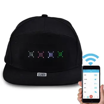 Hombres Mujeres LED de Bluetooth de la APLICACIÓN Controlada de la gorra de Béisbol de la Exhibición de Mensaje del Hip Hop Cap