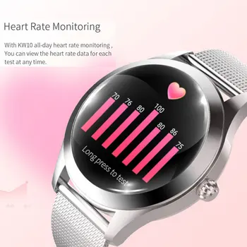 IP68 Impermeable Reloj Inteligente de la Aptitud de las Mujeres de la Pulsera de la Frecuencia Cardíaca Sueño Monitor Smartwatch para IOS, Android KW10 Reloj de Envío de la Gota