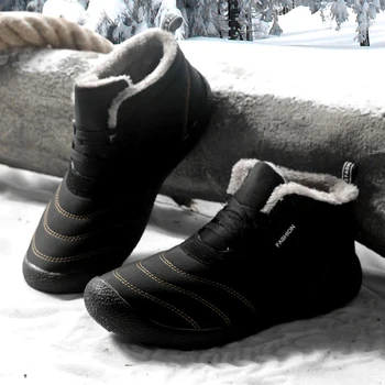 Impermeable de los Hombres Botas de Algodón Zapatos de Gran Tamaño 40-48 Mens Botas de Nieve de mediana edad, Anti-skid Plus de Terciopelo Papá Zapatos Caliente Botas de Hombres