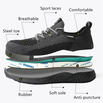 Indestructible Ryder zapatos de los hombres de acero puntera de trabajo calzado de seguridad a prueba de pinchazos botas ligero transpirable zapatillas de deporte