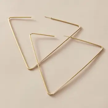 IngeSight.Z Vintage Exagerada Geométricas Triángulo Pendientes de Aro Declaración de Metal del Color del Oro Gran Bucle Aretes para las Mujeres de la Joyería