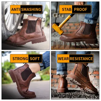 Invierno botas de seguridad con microfibra de cuero punta de acero resistente a la punción industrial al aire libre zapatos de trabajo de Martin protección de los pies