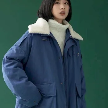 Invierno utillaje plus de terciopelo de algodón de la chaqueta de las mujeres de invierno suelto versión coreana de cordero abrigo de lana salvaje más gruesa de terciopelo de algodón jacke