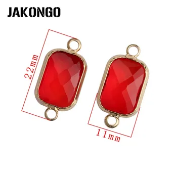 JAKONGO Color Oro Rectángulo de Vidrio Transparente Conectores para la Fabricación de la Joyería de la Pulsera de los Hallazgos Accesorios DIY Craft 22x11mm 8pcs/lot