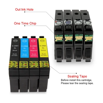 Jetvinner 2 Conjuntos de 4-color Compatible Cartucho de Tinta T2991 29 29xl Con Tinta para Epson XP 235 332 432 247 442 342 345 Pritners