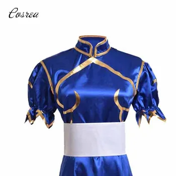 Juegos De Trajes Cosplay Sutorito Faita Azul Cheongsam Vestido De La Correa Del Arnés Para Mujeres, Niñas Ropa De Fiesta