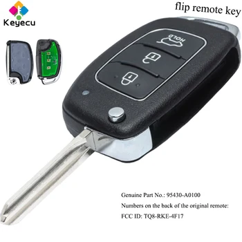 KEYECU Actualizado de Entrada Sin llave Flip Control Remoto de la Llave del Coche - 433MHz ID46 Chip - LLAVERO con mando a distancia para Hyundai Creta 2016 2017 P/N: 95430-A0100