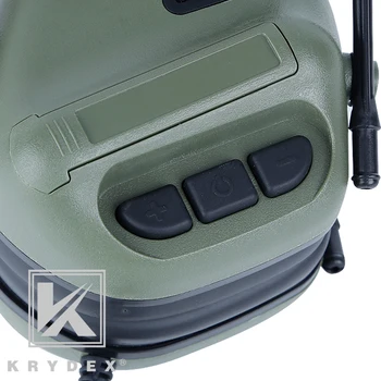 KRYDEX Táctica Desmontable Auricular Para la Caza de Tiro al aire libre Actividades de Comunicación Militar de los Auriculares W/ OD Micphone