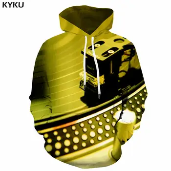 KYKU 3d Sudaderas con capucha de la Música Sudadera con capucha de los Hombres de Metal Sudadera Impreso Amarillo Impreso en 3d de Manga Larga de Hip Hop Pullover de Hombre Nuevo