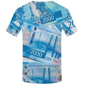 KYKU Rublo ruso T-shirt Hombres de Dinero de las Camisetas Casual Rusia Camiseta Imprimir camisetas Azules 3d Harajuku Anime Ropa Ropa de Hombre