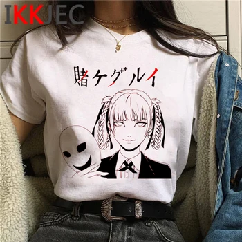 Kakegurui de verano de la parte superior de la camiseta de las mujeres ropa ulzzang impresión de ropa plus size