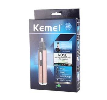 Kemei 4 en 1 eléctrico trimmer de nariz recargable de las mujeres el cuidado del rostro la barba de la afeitadora para la nariz y el oído de los hombres de oído nariz de pelo cortador de