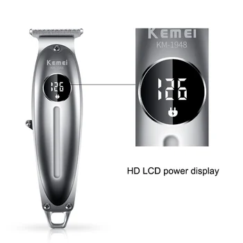 Kemei Nuevo metal clipper profesional para peluquería recortadora de pelo Pantalla LCD hombres eléctrica máquina de afeitar la barba 0mm el corte de pelo de la máquina