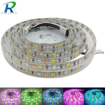 LED Luz de Tira del RGB LED SMD 5050 Tira de la prenda Impermeable LED RGB Flexible de la Cinta de Diodo de Cinta DC12V 5 m/lote RGBW RGBWW Tiras de Luz LED