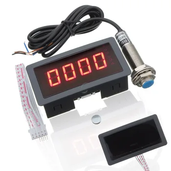LED rojo 4 Digital Tacómetro RPM el Medidor de Velocidad + Interruptor de Proximidad Sensor NPN Instrumentos de Medición