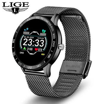 LIGE 2020 Nuevo Reloj Inteligente de los Hombres OLED de Color de la Pantalla de la Frecuencia Cardíaca Presión Arterial Multi-Función Modo de Deporte smartwatch de fitness Tracker