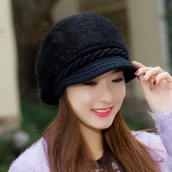 LINJW Estilo coreano Sombreros de Invierno Cálido de las Mujeres Sombrero de Otoño Peludo Beanie Sombreros para Niñas Femenina Casual Boina Sombrero de Primavera Corto Borde de la Tapa
