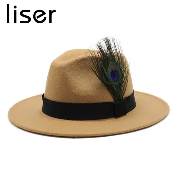 LISER Unisex Sombreros Sombreros para los Hombres y Mujeres de Lana de Simulación de la Pluma de Decoración al aire libre de Múltiples Colores de Moda