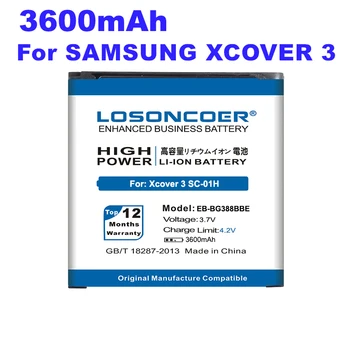 LOSONCOER 3600mAh Batería para Samsung Galaxy Xcover 3 G388 G388F G389F SC-01H G388D N533 EB-BG388BBE Teléfono Celular de la Batería