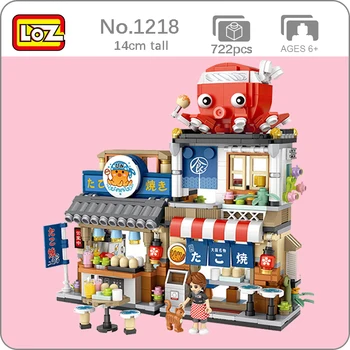 LOZ 1218 de la Arquitectura de las calles de la Ciudad Octopuss Restaurante de Comida de la Tienda de Modelo 3D DIY Mini Bloques, Ladrillos de Construcción de Juguetes para Niños sin Caja
