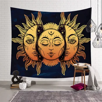 La Impresión en 3D Teñido del Sol y la Luna Tapiz Psicodélico Celestial de la India Sol Hippie de fieltro de Poliéster de Tapiz para Colgar en Pared Colcha BeachTowel