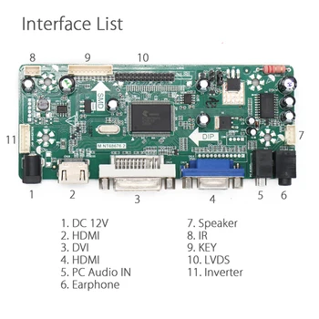 La Junta de Control de Monitor Kit para B170PW03 B170PW06 LP171WP4 LTN170X2 HDMI + DVI + VGA LCD de la pantalla LED del Controlador Controlador de la tarjeta de