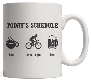 La Programación del día de la Taza de Café - Ciclismo Bicicleta Y la Cerveza Divertida, Bicicleta de Regalo Para los Ciclistas Y los Motociclistas Que Aman a Beber Y andar En bicicleta